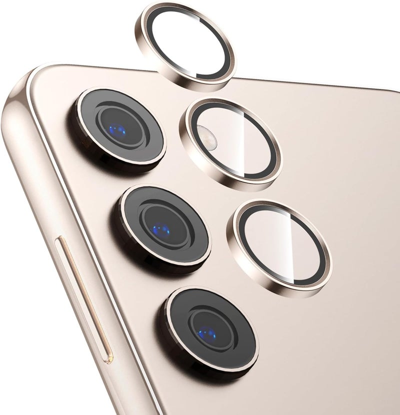 ZARALA Camera Lens Frame Glass Compatible with Samsung Galaxy S24 FE 5G Tempered Glass Aluminum Alloy Frame Individual Camera Lens Protector Cover (Samsung Galaxy S24 FE 5G, Gold) - Image 1