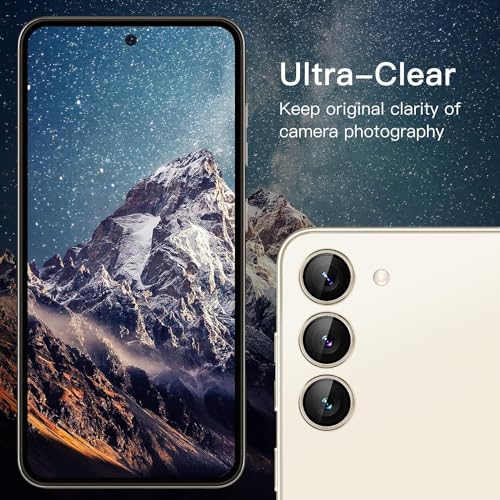 ZARALA Camera Lens Frame Glass Compatible with Samsung Galaxy S24 FE 5G Tempered Glass Aluminum Alloy Frame Individual Camera Lens Protector Cover (Samsung Galaxy S24 FE 5G, Gold) - Image 2
