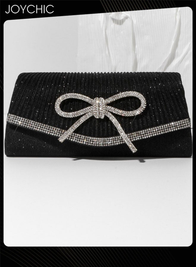 Joychic حقيبة كلاتش خفيفة الوزن بتصميم قوس من الكريستال للسيدات لحفلات المساء - Image 3