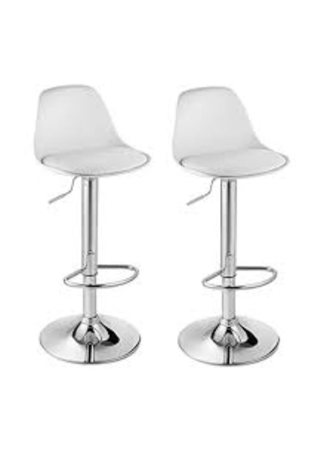 Home Decoration Swivel High Chair Bar Stool Adjustable Up Down Stainless Steel Base Office Restaurant Furniture (White 2 Pcs) - Image 4