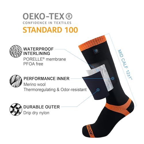 DexShell Waterproof Socks Hytherm Pro for Men & Women, Thermal for Hiking Trekking in Extreme Cold Weather, Thick Merino Wool Inners with Breathable PFOA-free Membrane, Unisex SM, ORG Stripe - Image 4