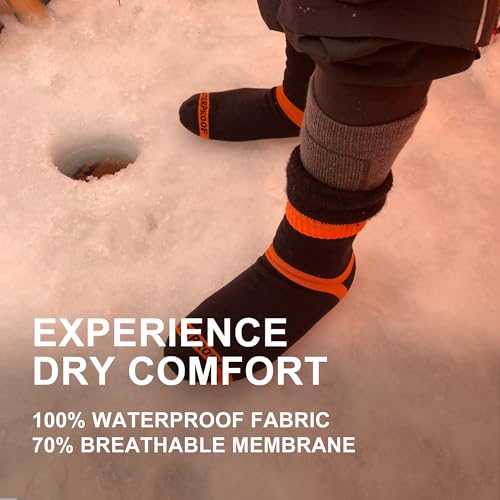 DexShell Waterproof Socks Hytherm Pro for Men & Women, Thermal for Hiking Trekking in Extreme Cold Weather, Thick Merino Wool Inners with Breathable PFOA-free Membrane, Unisex SM, ORG Stripe - Image 2