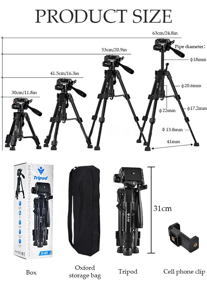 DUNISO Tripod Stand Extendable Phone Tripod Stand with Portable Pouch, Portable Phone Tripod Stand, Phone Mount for iPhone＆ Android Phone Gopros DSLR Cameras  - Image 2