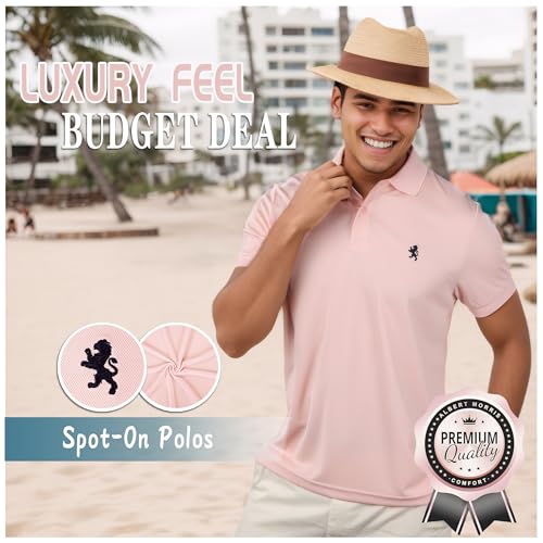 Albert Morris Mens Striped Short Sleeve Polo Shirts 4 Pack - Regular Fit - Multicolor - Pastel Collection (4 Pack) - Large - Image 5