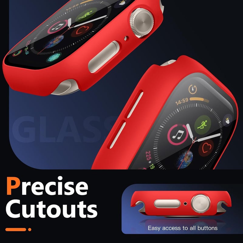 Charlam Compatible with Apple Watch Screen Protector 41mm Series 9 8 7 iWatch Case Cover, 3 Pack Hard PC Edge Bumper Cases Full Coverage Touch Sensitive Protective Screen Covers, Red/White/Black, 41mm - Image 3