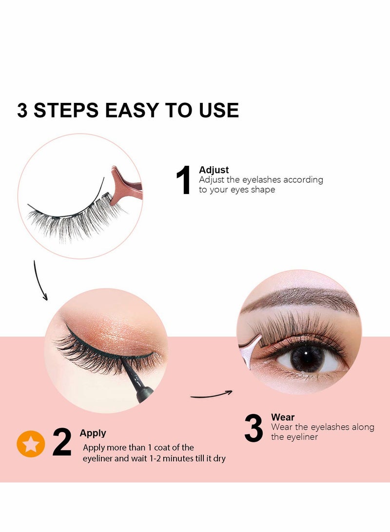 Excefore Magnetic Eyelashes and Eyeliner Kit, Reusable 3D False Lashes Extension No Glue Needed, Black, 5 Pairs - Image 3