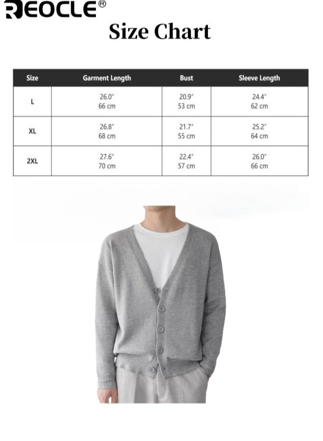 سترة كارديجان ذات أكمام طويلة للرجال بتصميم زر على شكل V، سترة خفيفة الوزن محبوكة مريحة للاستخدام الخارجي