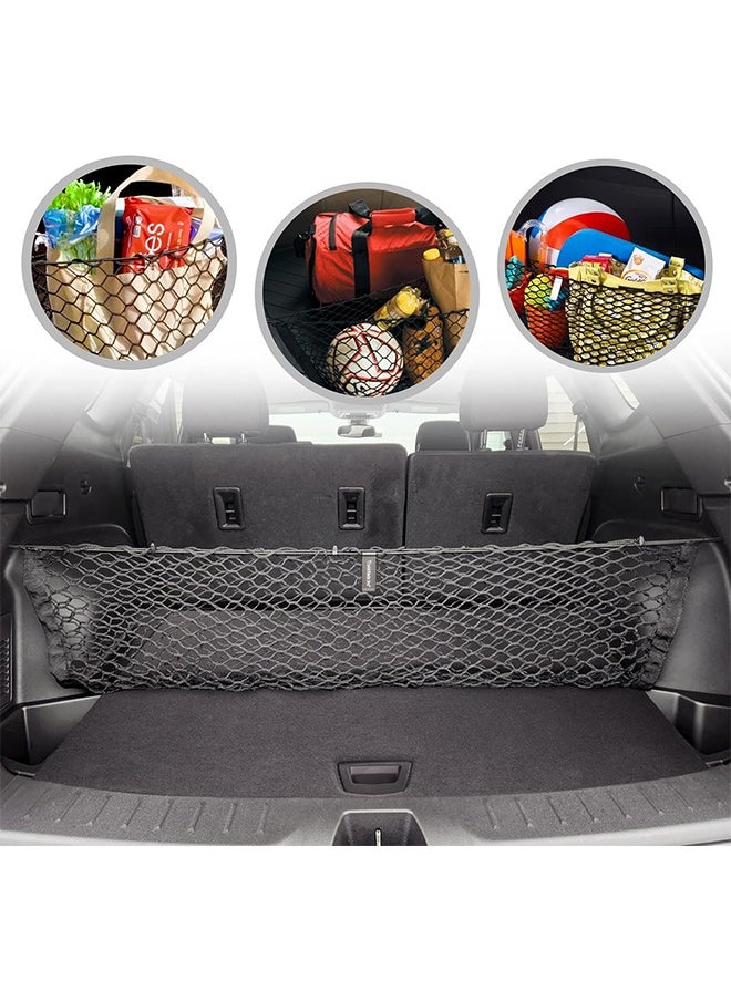 Lemon Automotive Cargo Nets for SUV Trunk Net Organizer for Car,Rear Cargo Net Stretchable,Universal Adjustable Elastic Trunk Cargo Storage Organizer, Double-Layer Storage Nylon Mesh, Auto Supplies  - Image 5