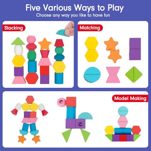 TooyBing Montessori Wooden Lacing Beads Toys for 2 3 4 Year Old Toddler Kids, Sequencing & Stacking Block Toy with Storage Box, STEM Preschool Learning Toys, Christmas Birthday Gifts for Boys Girls - Image 3