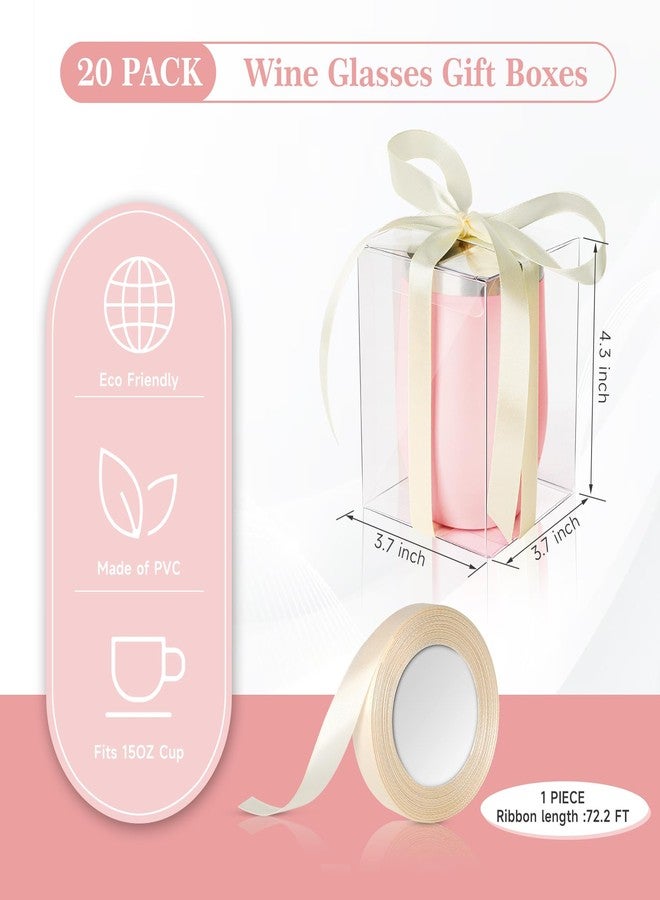 WANGDEFA 20 Pack Stemless Wine Glass Gift Boxes With Clear Window - Favor Boxes for Gifting - Can Hold 15oz Glass - Bachelorette Party Wedding - Image 2