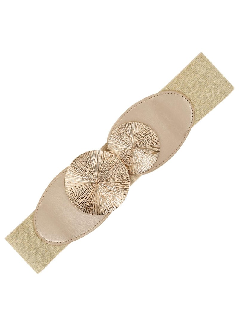 Oasisgalore Fashion Elastic Waist Belt for Women - Gold, Wide Stretchy Belt for Dresses, Shirts, Jumpsuits, and Long Coats - Image 1