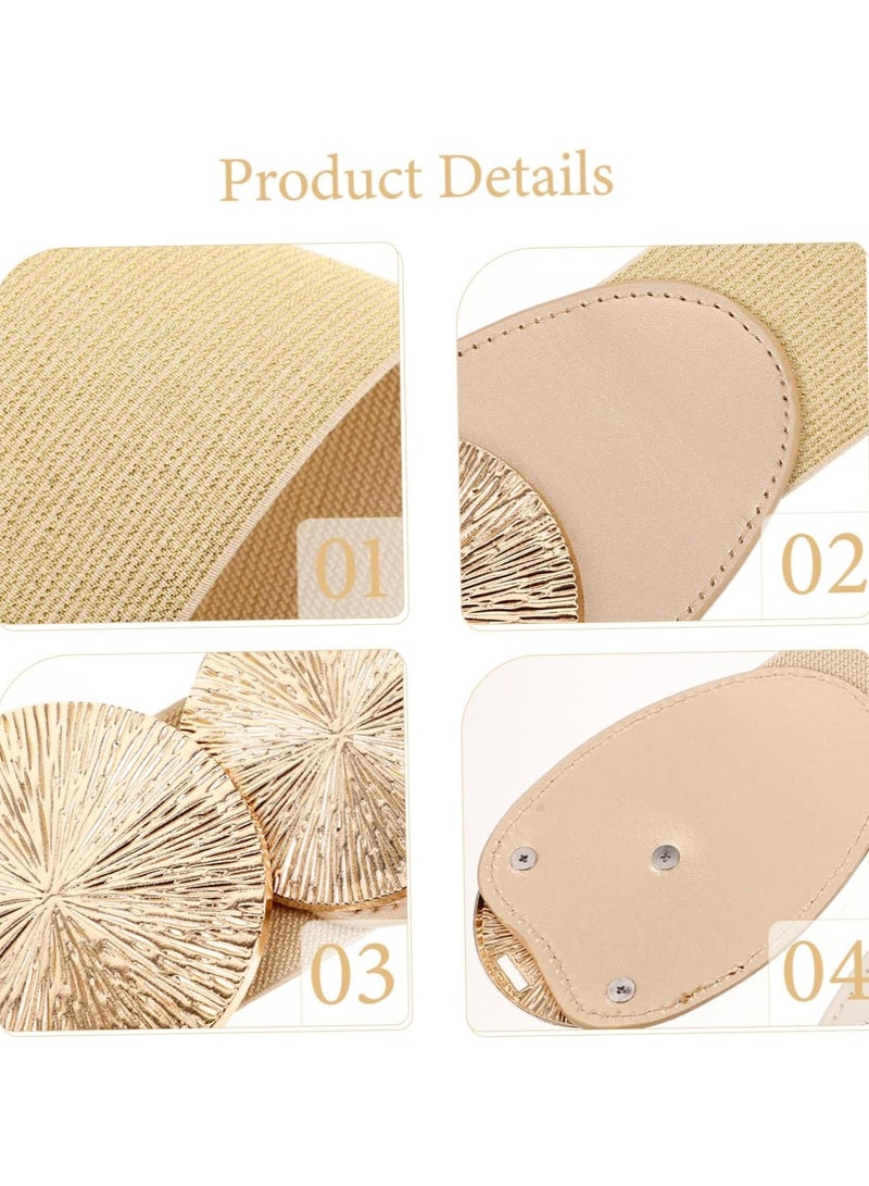 Oasisgalore Fashion Elastic Waist Belt for Women - Gold, Wide Stretchy Belt for Dresses, Shirts, Jumpsuits, and Long Coats - Image 2