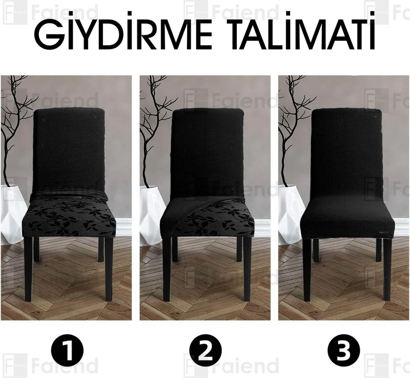 فايند Liski Esenk Chair Cover Square Pattern Stretch Elastic Mutak Chair Cover 1-pc Black Color