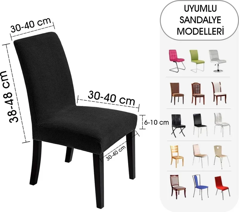 فايند Liski Esenk Chair Cover Square Pattern Stretch Elastic Mutak Chair Cover 1-pc Black Color