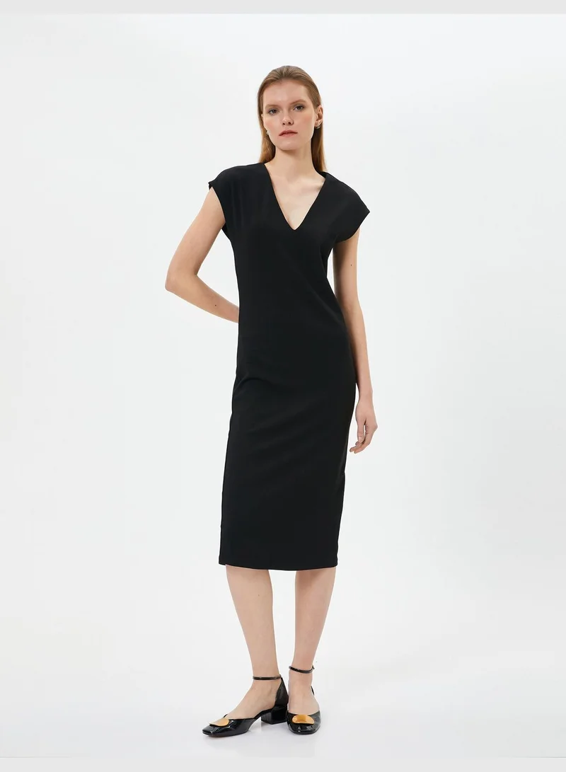 KOTON V-Neck Midi Dress
