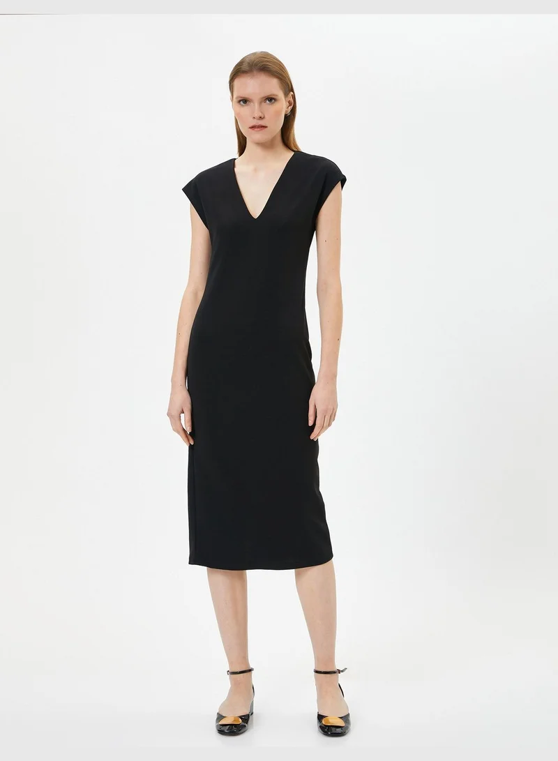 KOTON V-Neck Midi Dress
