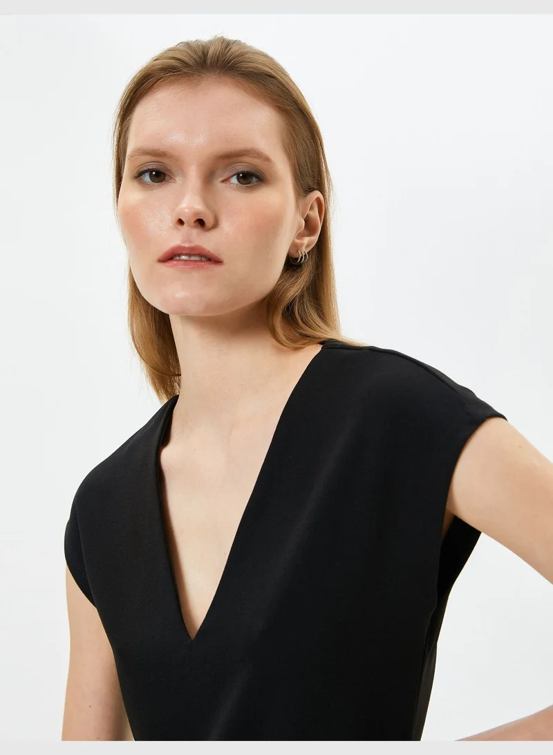 KOTON V-Neck Midi Dress