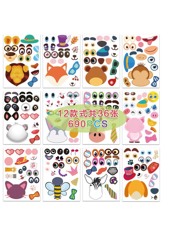 Bluejw Make A Face Sticker Sheets Animal For Kids Animal Face Changing Sticker - Image 2