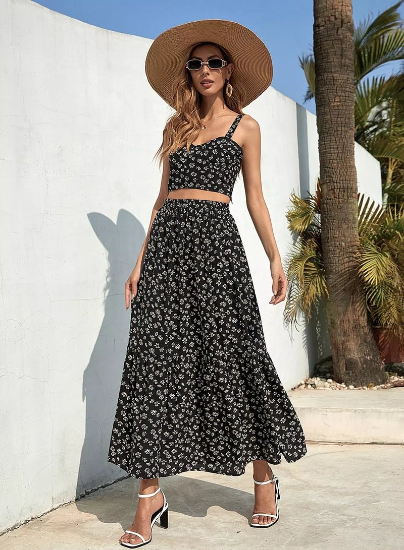 Ditsy Floral Cami Top & Ruffle Hem Skirt Set  - Image 4