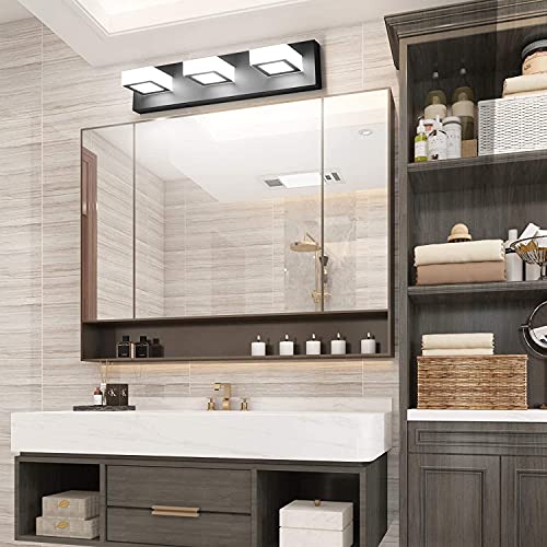 Ralbay Black Bathroom Vanity Lights 3 Lights Acrylic Modern LED Black Vanity Lights for Bathroom (Natural White Light) - Image 5