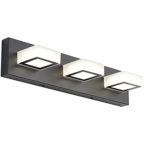 Ralbay Black Bathroom Vanity Lights 3 Lights Acrylic Modern LED Black Vanity Lights for Bathroom (Natural White Light) - Image 1