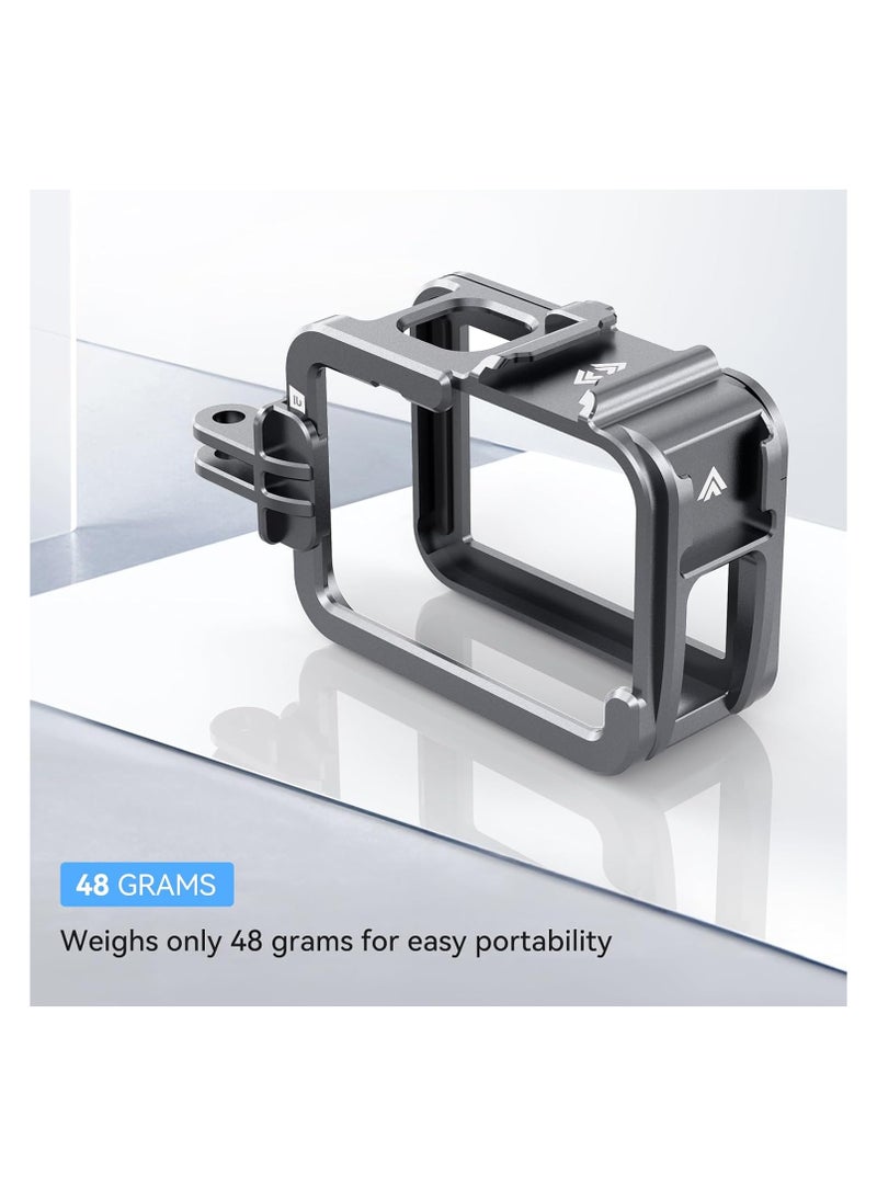 TELESIN TELESIN S6-FMS-15-TGP Updated Metal Protective Housing Frame for GoPro Hero 13/12/11/10/9 – Rugged Aluminum Cage with Cold Shoe Mount & Quick Release Base - Image 3