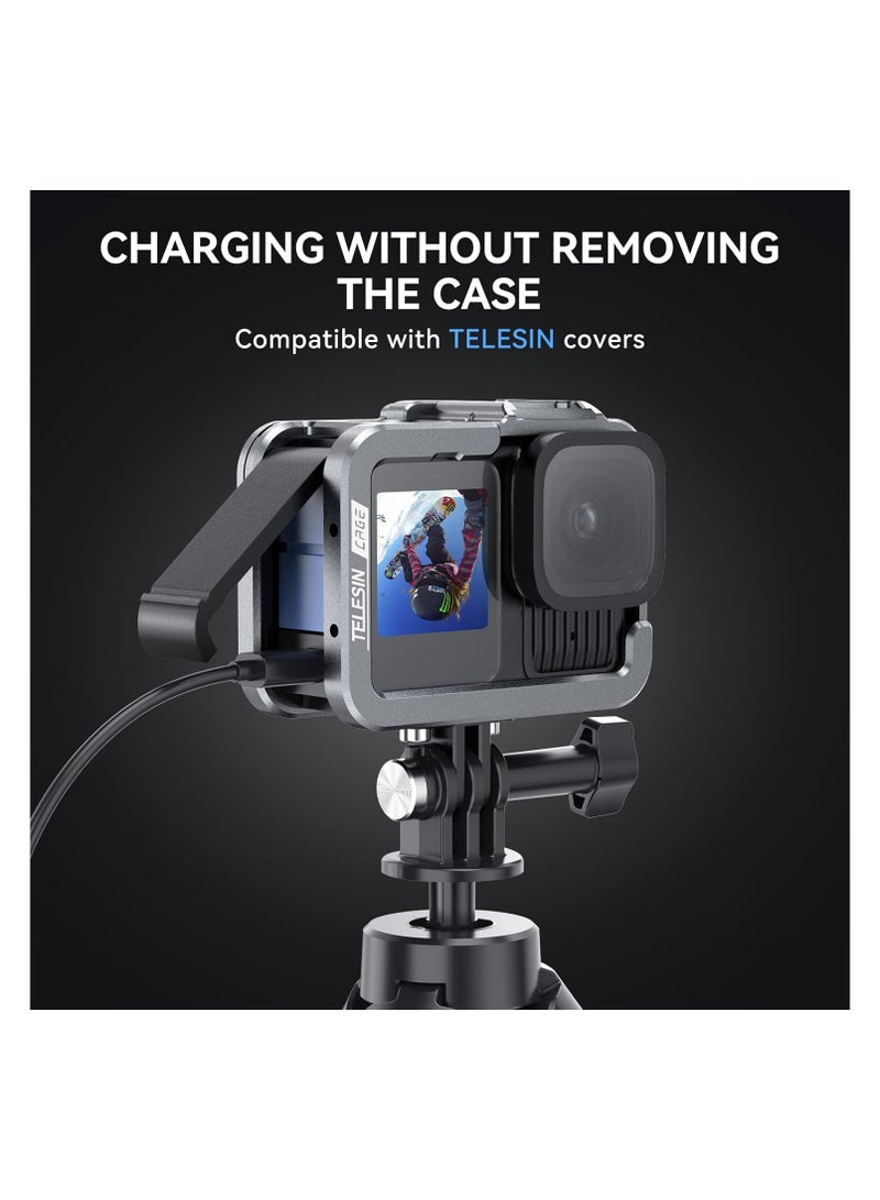 TELESIN TELESIN S6-FMS-15-TGP Updated Metal Protective Housing Frame for GoPro Hero 13/12/11/10/9 – Rugged Aluminum Cage with Cold Shoe Mount & Quick Release Base - Image 5