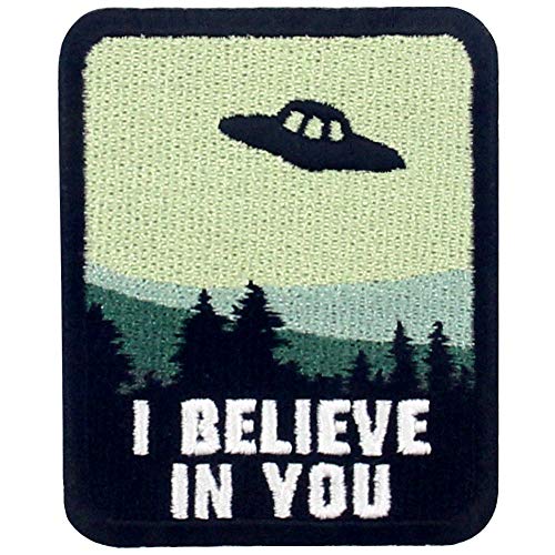 Rocking Planet I Believe in You X - Files UFO Patch Patch Embroidered Biker Applique Iron On Sew On Emblem - Image 1