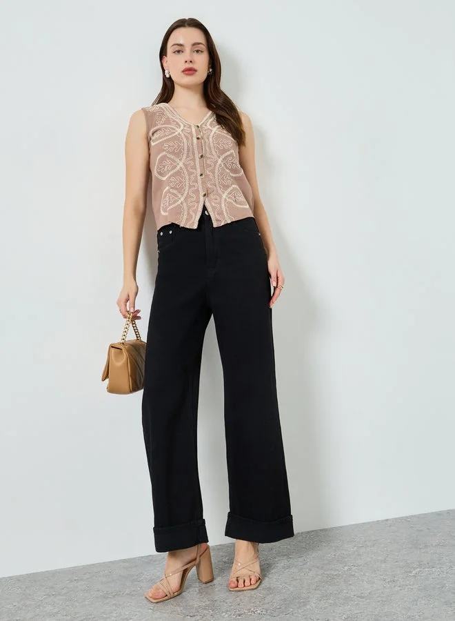 Styli  Women Beige Dori Embroidered Waistcoat for Women | Best Price UAE