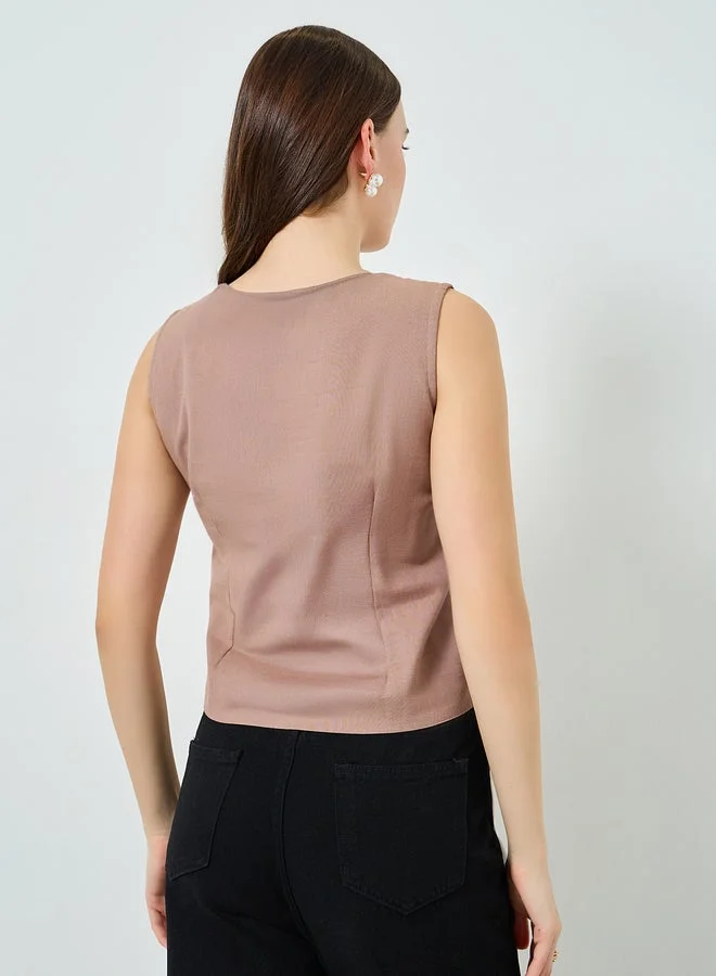 Styli  Women Beige Dori Embroidered Waistcoat for Women | Best Price UAE