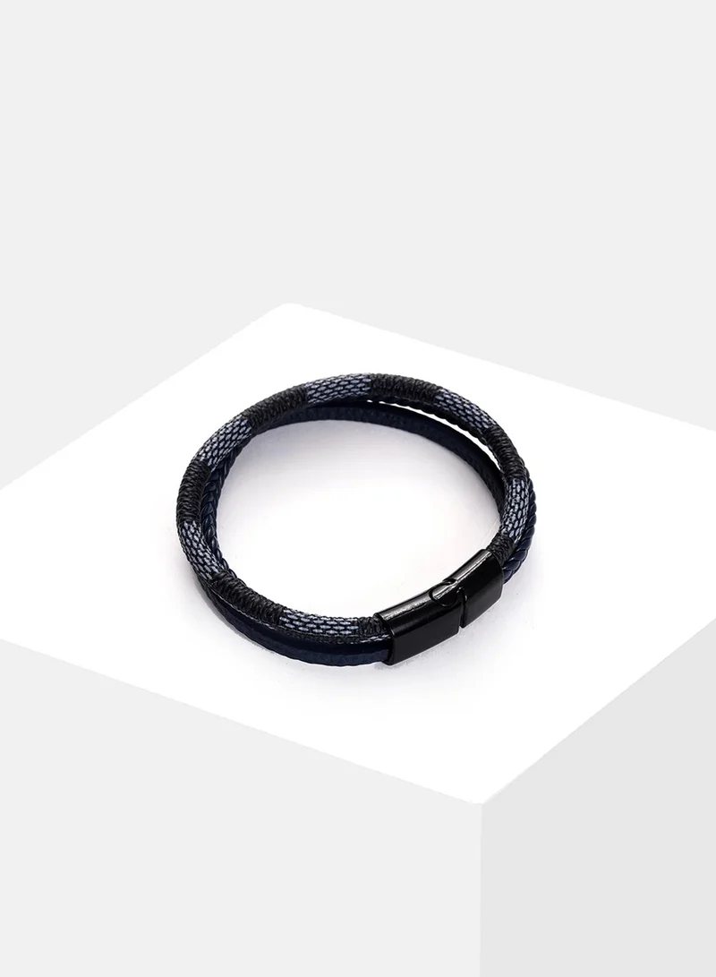 SOHI Blue Animal Print Leather Multistrand Artificial Bracelet Jewellery