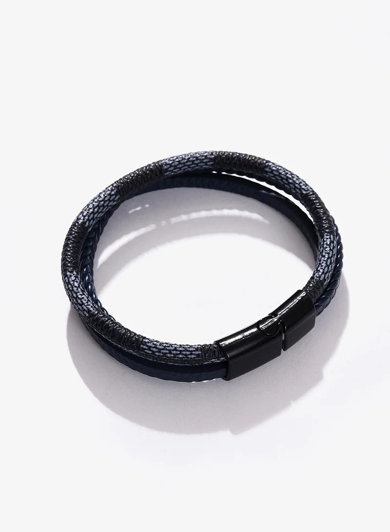 SOHI Blue Animal Print Leather Multistrand Artificial Bracelet Jewellery