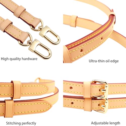 COLSEEY Genuine Vachetta Leather Crossbody Strap Genuine Leather Adjustable Replacement Strap for Shoulder Bag Handbag Purse（0.71 Inch Width） - Image 2