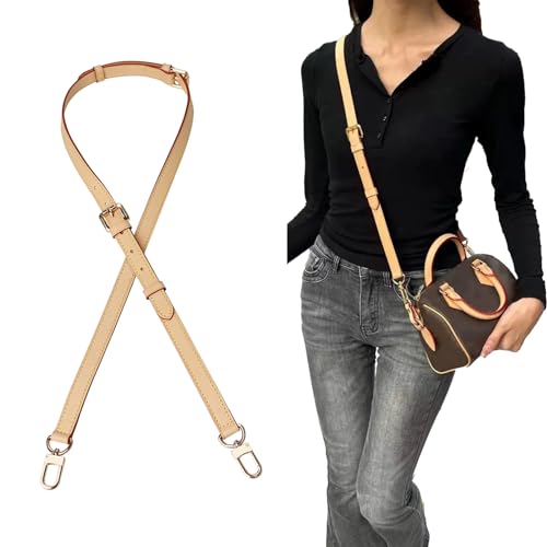 COLSEEY Genuine Vachetta Leather Crossbody Strap Genuine Leather Adjustable Replacement Strap for Shoulder Bag Handbag Purse（0.71 Inch Width） - Image 4