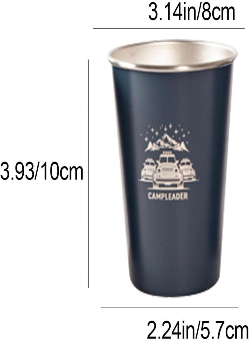 GGOOT - Milkshake Cups Stainless Steel,4 Pack Stackable Pint Cups | Camping Cups, Water Tumbler Stackable Metal Drinking Glasses for Camping, Outdoors - Image 1