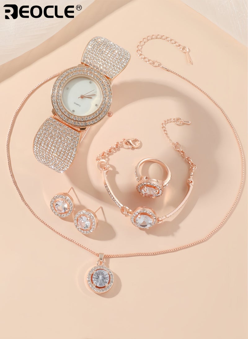 REOCLE Women's Diamond Watch Luxury Bling Classic Watch Rhinestone Watches with Imported Movement & Shell-shaped Diamond-set Strap & Everyday Water Resistance - Image 5