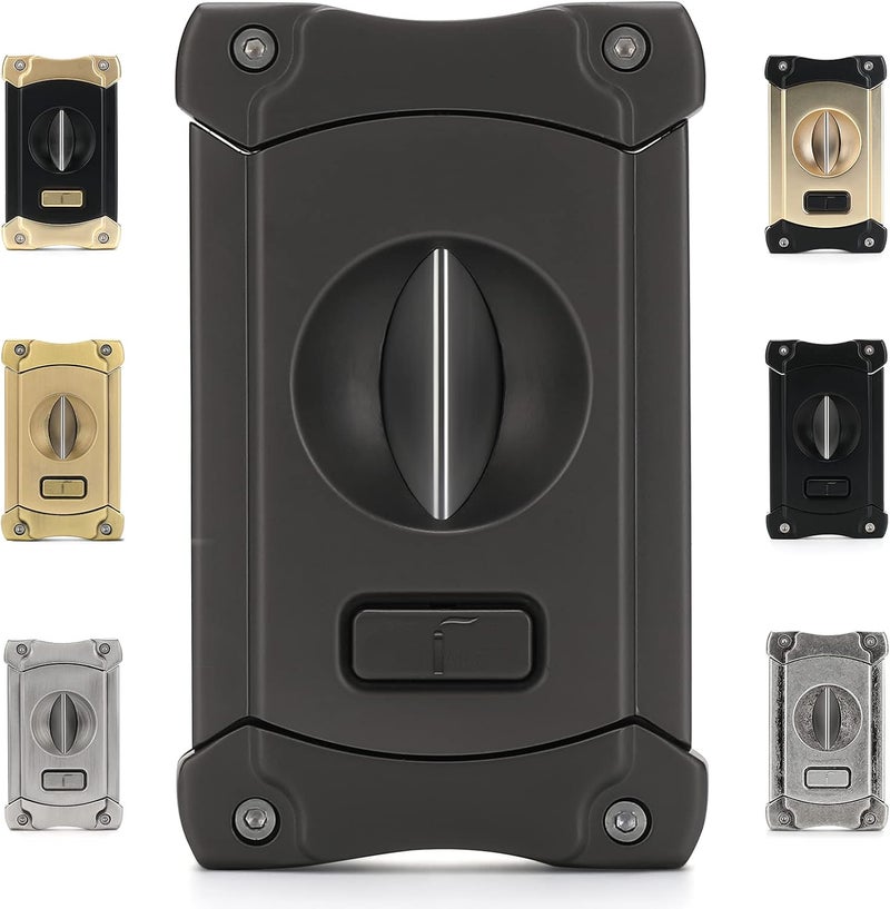 CiTree Cigar Cutter, Stainless Steel V-Cut Cigar Cutter with Build-in Cigar Puncher, Attractive Gift Box (Gray) - Image 1