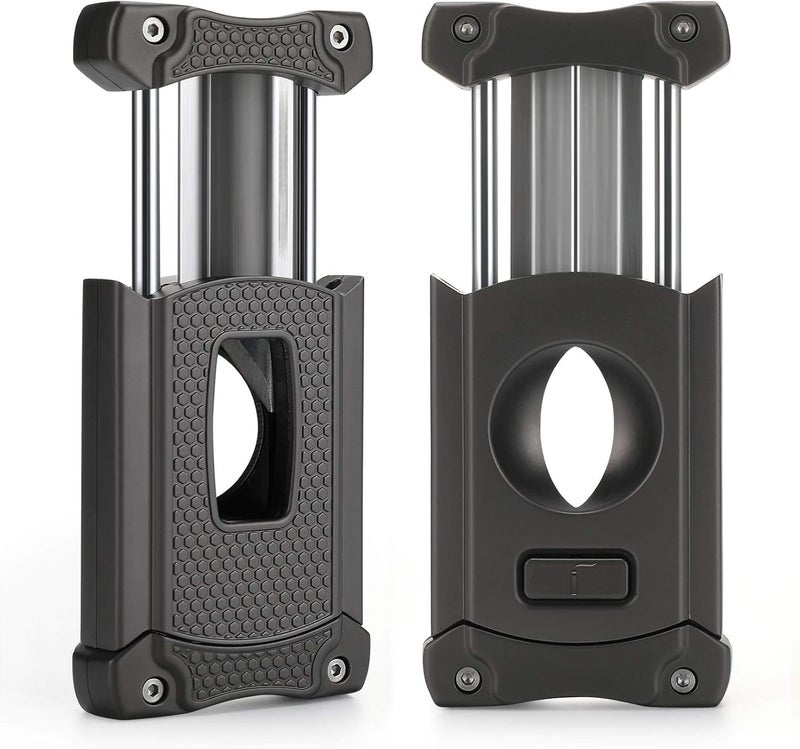 CiTree Cigar Cutter, Stainless Steel V-Cut Cigar Cutter with Build-in Cigar Puncher, Attractive Gift Box (Gray) - Image 3