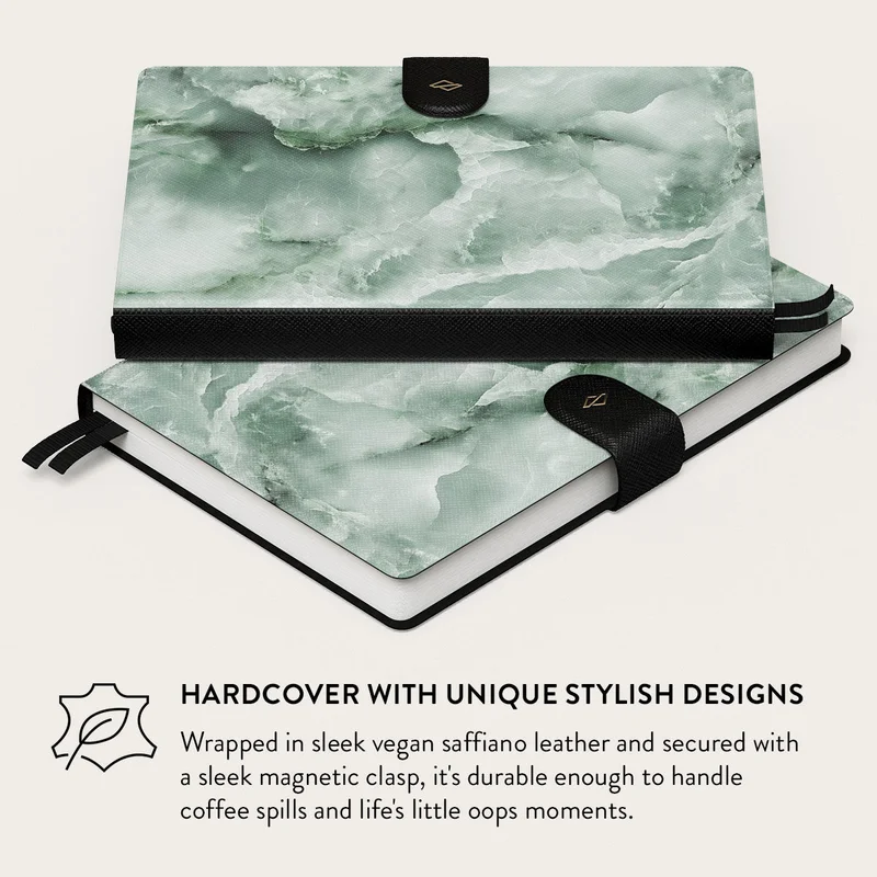 Burga Burga Notebook Pistachio Cheesecake Burga A5 Undated Infinity Planner with Magnetic Closure – Vegan Leather Hardcover Notebook, 144 Pages, 100 GSM FSC Paper, Flat Lay Binding, Back Pocket & Ribbon Markers – Pistachio Cheesecake  | Best Price UAE