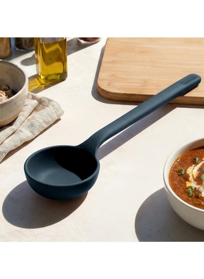 Ember Cookware Silicone Ladle 30.5 cm | Platinum Grade Food Safe Soup & Curry Ladle | Heat Resistant up to 230°C | Deep Bowl Serving Spoon for Cooking | Seamless Unibody Design | Blue - Image 1