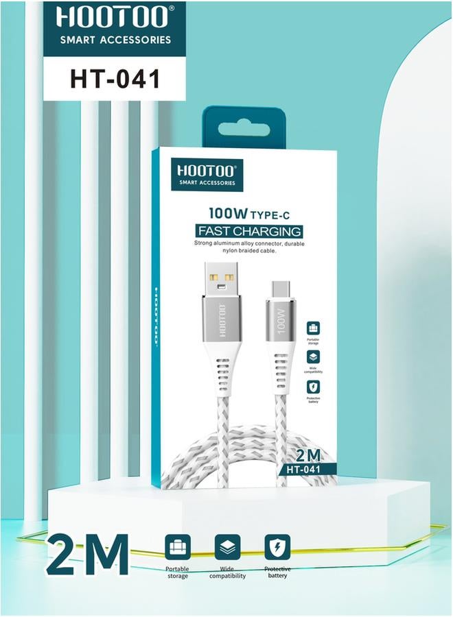 HooToo 100W Type C Fast Charging Strong Aluminum Alloy Connector Durable Nylon Braided Cable High Speed Data Transmission  - Image 1