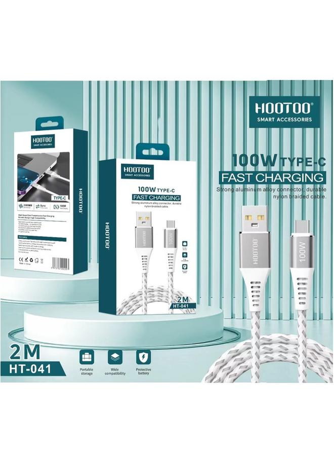 HooToo 100W Type C Fast Charging Strong Aluminum Alloy Connector Durable Nylon Braided Cable High Speed Data Transmission  - Image 2