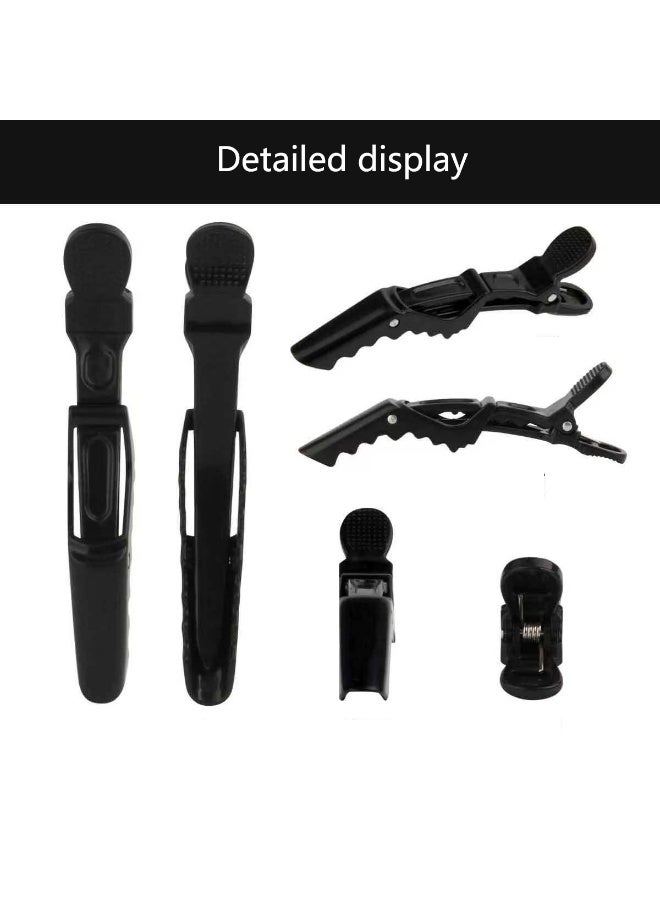 مشابك شعر للنساء - تصميم ذو أسنان واسعة ومفصلة مزدوجة - مشابك تقسيم الشعر، جودة صالونات التجميل الاحترافية - عبوة من 6 قطع (أسود) - Image 3