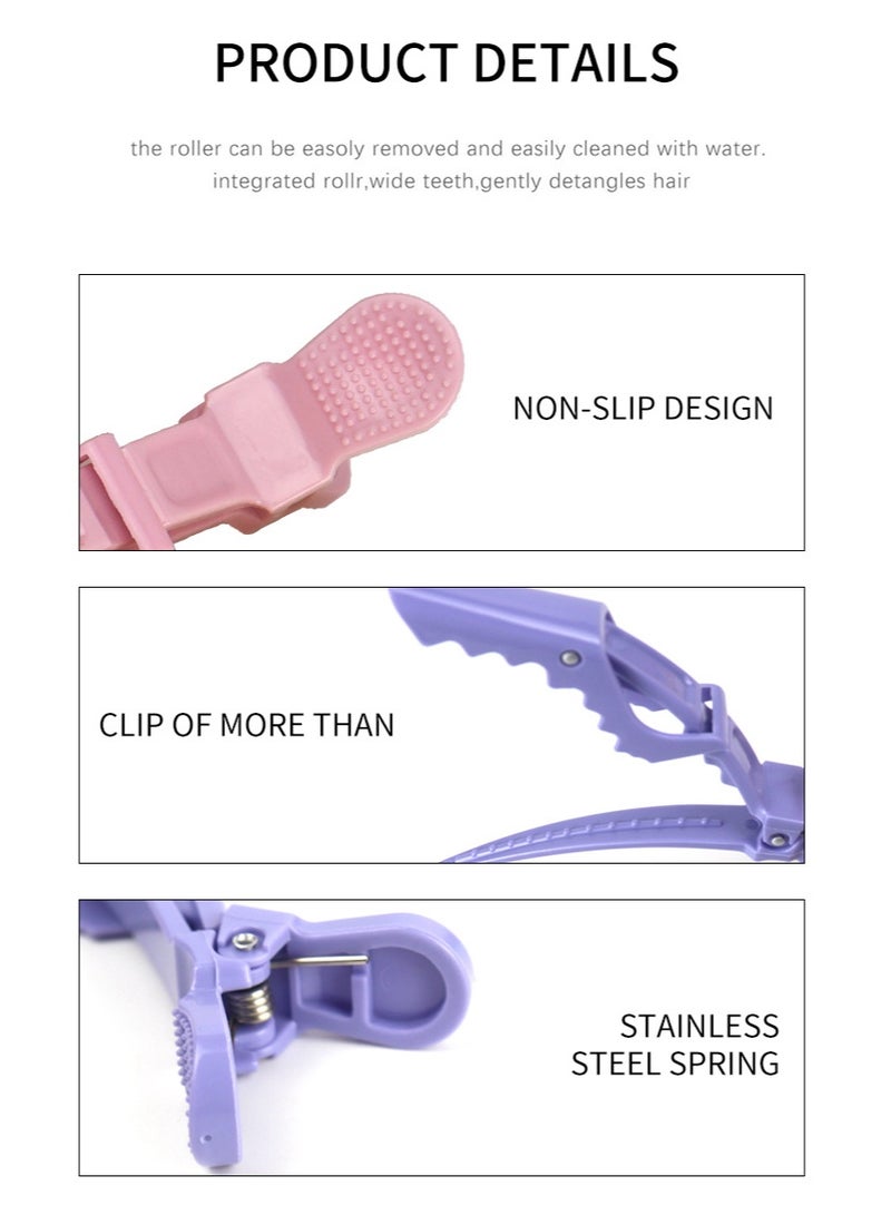 مشابك شعر للنساء - تصميم ذو أسنان واسعة ومفصلة مزدوجة - مشابك تقسيم الشعر، جودة صالونات التجميل الاحترافية - عبوة من 6 قطع (أسود) - Image 2