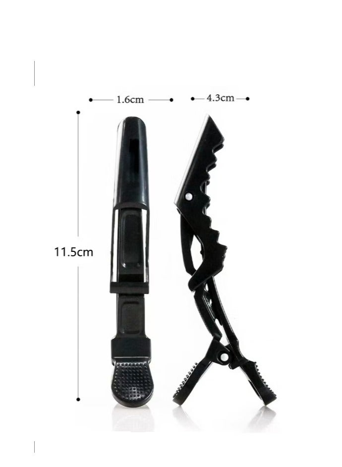 مشابك شعر للنساء - تصميم ذو أسنان واسعة ومفصلة مزدوجة - مشابك تقسيم الشعر، جودة صالونات التجميل الاحترافية - عبوة من 6 قطع (أسود) - Image 4