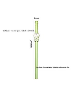 Long Bored Silicone Straw Cat Mouth Colorful Glass Straw Cartoon High Borosilicate Glass Creative Milk Tea Beverage Straw-Color:Green