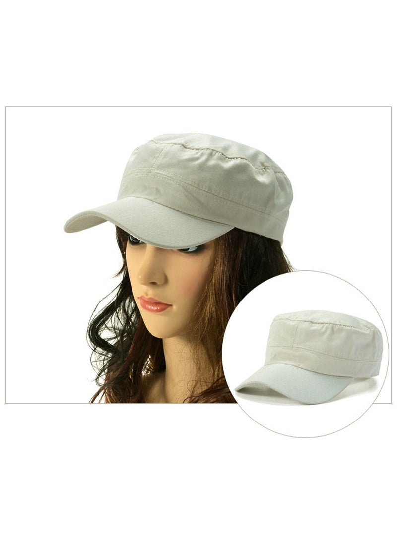 قبعة بيسبول كلاسيكية قابلة للتعديل للجنسين بسطح مسطح من نسيج قطني مطوي قبعة عسكرية 22-23.6 بوصة قبعة كاديت - Image 2