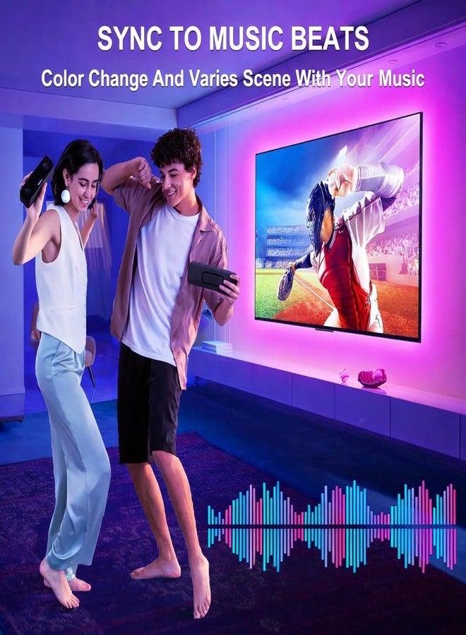 الجستو إضاءة خلفية تلفزيون LED RGB من جيستو بطول مترين مع تطبيق وجهاز تحكم عن بعد | مزامنة الموسيقى، بلوتوث، 16 مليون لون | إضاءة خلفية تعمل بمنفذ USB 5 فولت لأجهزة التلفزيون من 16 إلى 32 بوصة | شريط إضاءة محيطية للكمبيوتر، غرفة النوم، الألعاب - Image 5