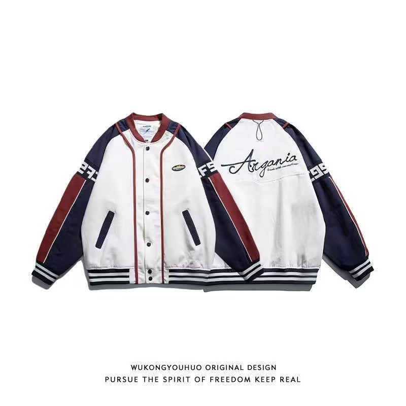 American Trendy Brand Baseball Uniform Jacket For Men In Autum New Loose Splicing Top Casual Versatile Couple Jacket - Image 4