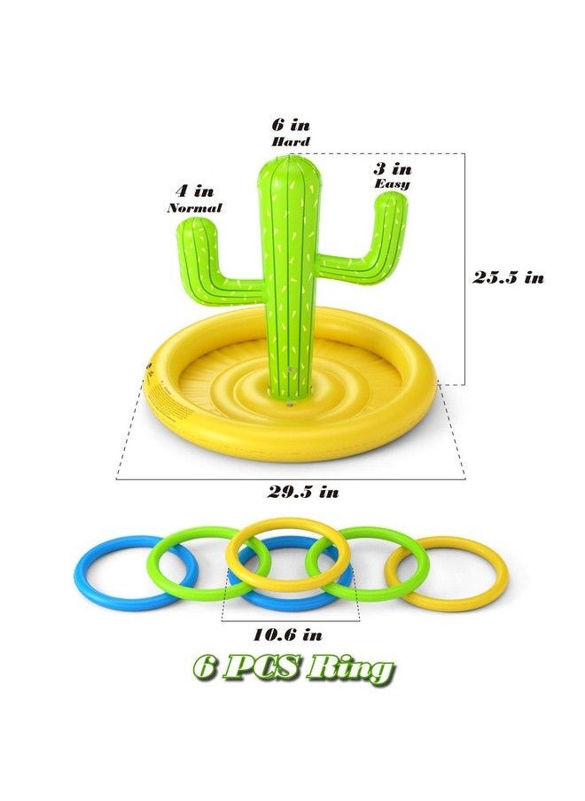 Jasonwell - Inflatable Cactus Drink Holder Float Floating Beverage Salad Fruit Serving Bar Inflatable Ring Toss Game Set Pool Float Party Favors Accessories Water Fun Toys For Kids Adults - Image 1